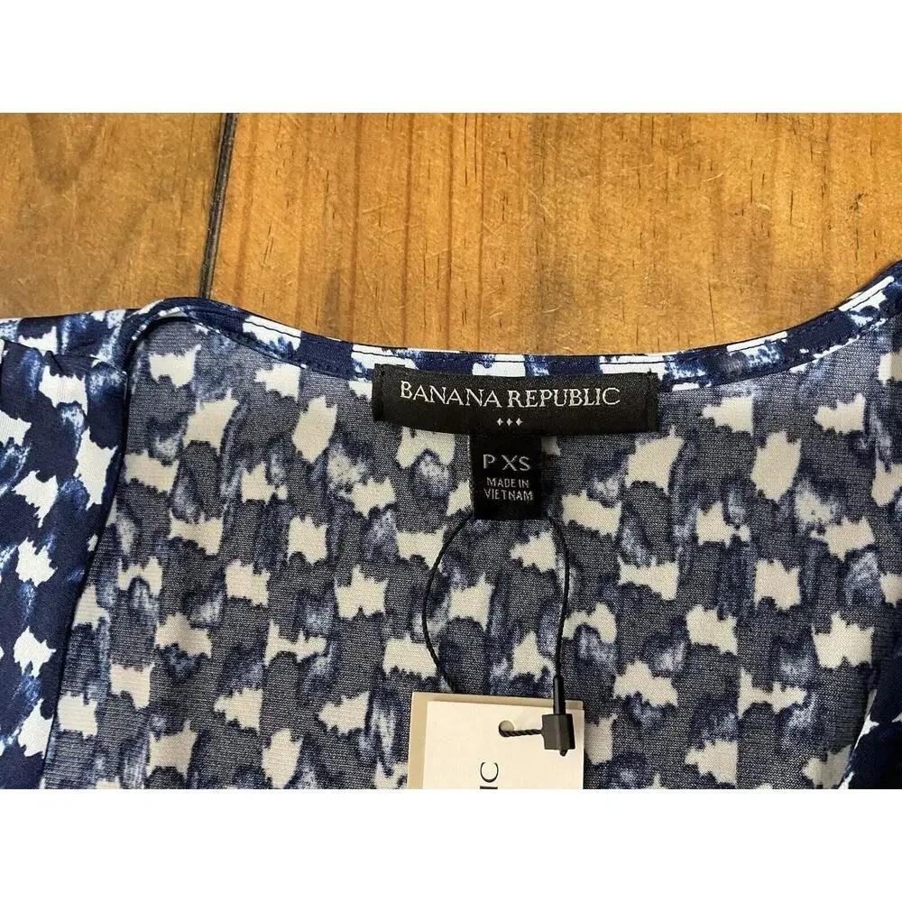 Banana Republic Women's Dress Size PXS Blue Asymmetrical Wrap Dress - Picture 4 of 11